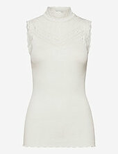 Rwbenita Sl Turtleneck Lace Top Rosemunde White