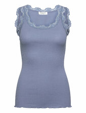 Rwbabette Silk Sl U-neck Long Lace Rosemunde Blue