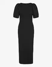 Sasia Rib Puff Slv Midi Dress French Connection Black