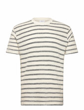 Striped Structured O-neck Tee S/s Lindbergh Beige