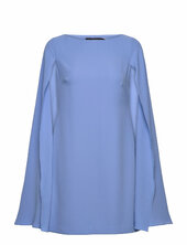 Cape Georgette Cocktail Dress Lauren Ralph Lauren Blue