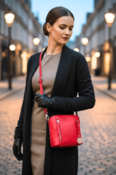 Style Panda I Flot Rødt Læder. Det Stilfulde Valg Til Hverdag Og Fest. Funktion Møder Flot Form I Denne Mindre Feminine Skuldertaske