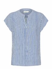 Crtiah Blouse Cap Sleeve Cream Blue