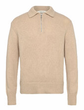 Slhcody Ls Knit Relaxed Half Zip Polo Selected Beige