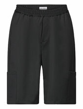 Wool Elasticated Wide Leg Shorts Han Kjøbenhavn Black