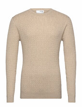 Slhberg Cable Crew Neck Noos Selected Beige