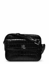 Croc-embossed Medium Marcy Camera Bag Lauren Ralph Lauren Black