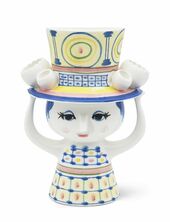 Lady With Hat Vase H20.5 Cm Blue Bjørn Wiinblad Blue
