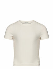 Cropped Rib T-shirt Tom Tailor Cream