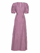 Stripe Cotton Cutout Dress Ganni Pink