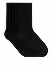 Cotton Rib Socks Set Of 5 - Black