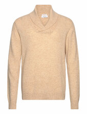 Lambswool L/s Shawl Collar Knit Lindbergh Beige