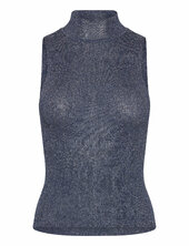 Lurex Knitted Top With Perkins Neck Mango Blue