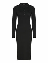 Rib-knit Cotton-blend Polo Dress Lauren Ralph Lauren Black