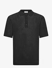 Crochet Knitted S/s Polo Lindbergh Black