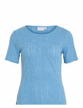 Vikassie S/s Pointelle Top - Noos Vila Blue