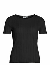Vikassie S/s Pointelle Top - Noos Vila Black