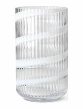 Lyngby Vase H25 Cm Swirl White Mouth Blown Glass Lyngby Porcelæn