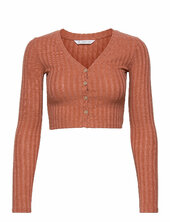 Ribbed Long-sleeved T-shirt Mango Orange