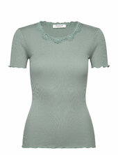 Rwbeatha Silk Ss Lace T-shirt Rosemunde Green