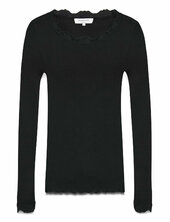 Rwbabette Silk Ls Lace T-shirt Rosemunde Black