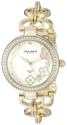 Akribos Xxiv Dameur Ak874yg Diamond Antik Hvid/gul Guldtonet Stål