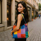 BemÆrk: Kollektionsprøve. Style Queen I Smuk Lys Multifarve. Superfed, Eksklusiv Og Meget Stor Shopper Til Skulder/crossbody