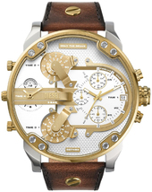 Diesel Herreur Dz7483 Mr. Daddy Sølvfarvet/læder Ø57 Mm