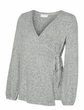 Mlalice Tess Ls Jrs Wrap Top 2f Mamalicious Grey