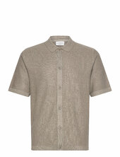 Knitted S/s Polo Cardigan Lindbergh Beige