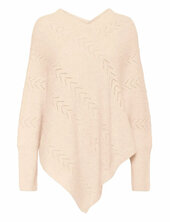Crholiday Knit Poncho Cream Beige