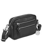 BemÆrk: Kollektionsprøve. Style Oman I Sort Læder M. Lynlåse I Sølv. Skøn Clutch, Skulder, - Og Crossbodytaske