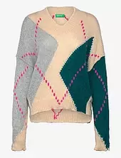 V Neck Sweater L/s United Colors Of Benetton Cream