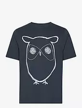 Regular Big Owl Front Print T-shirt Knowledge Cotton Apparel Blue