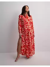 Only Onlhelena Life L/s Maxi Dress Ptm Langærmede Kjoler Flame Scarlet City Graphic