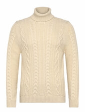Jacob Cable Roll Neck Jumper Superdry Cream