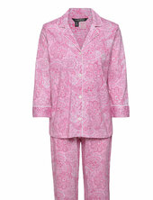 Lrl Heritage 3/4 Sl Classic Notch Pj Set Lauren Ralph Lauren Homewear Pink