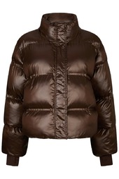 Neo Noir - Jakke - Rhea Shiny Puffer Jacket - Dark Brown