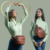 Style Feliz I Vidunderligt Brunt Læder. Supercool Oversize Bumbag / Bæltetaske