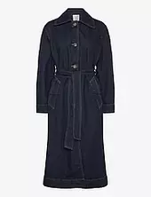 Long Rinse-wash Denim Trench Coat Mango Blue