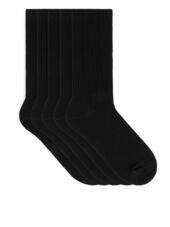 Supima Cotton Rib Socks 5 Pairs - Black