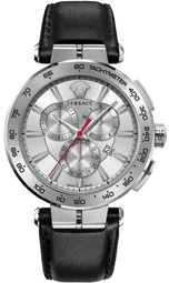 Versace Herreur Ve6ca0123 Aion Sølvfarvet/læder Ø45 Mm