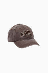 Washed Cotton Canvas Cap B3020105 - Chocolate Plum - Ganni - Brun One Size