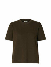 Slfessential Ss Boxy Tee Noos Selected Brown