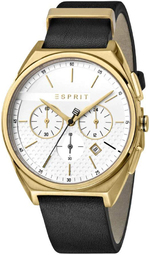 Esprit Herreur Es1g062l0025 Sølvfarvet/læder Ø42 Mm