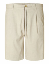 Slhregular-leroy Pleat Shorts Noos Selected Beige