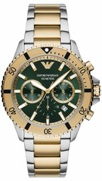 Emporio Armani Herreur Ar11586 Diver Grøn/guldtonet Stål Ø42 Mm