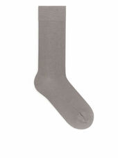 Mercerised Cotton Plain Socks - Grey