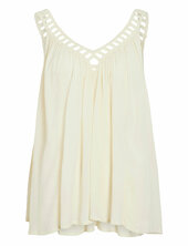 Vijunar Square Neck S/l Top Vila Cream