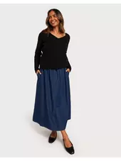 Only Onlcamilla Hw Long Dnm Skirt Mae Lange Nederdele Dark Blue Denim